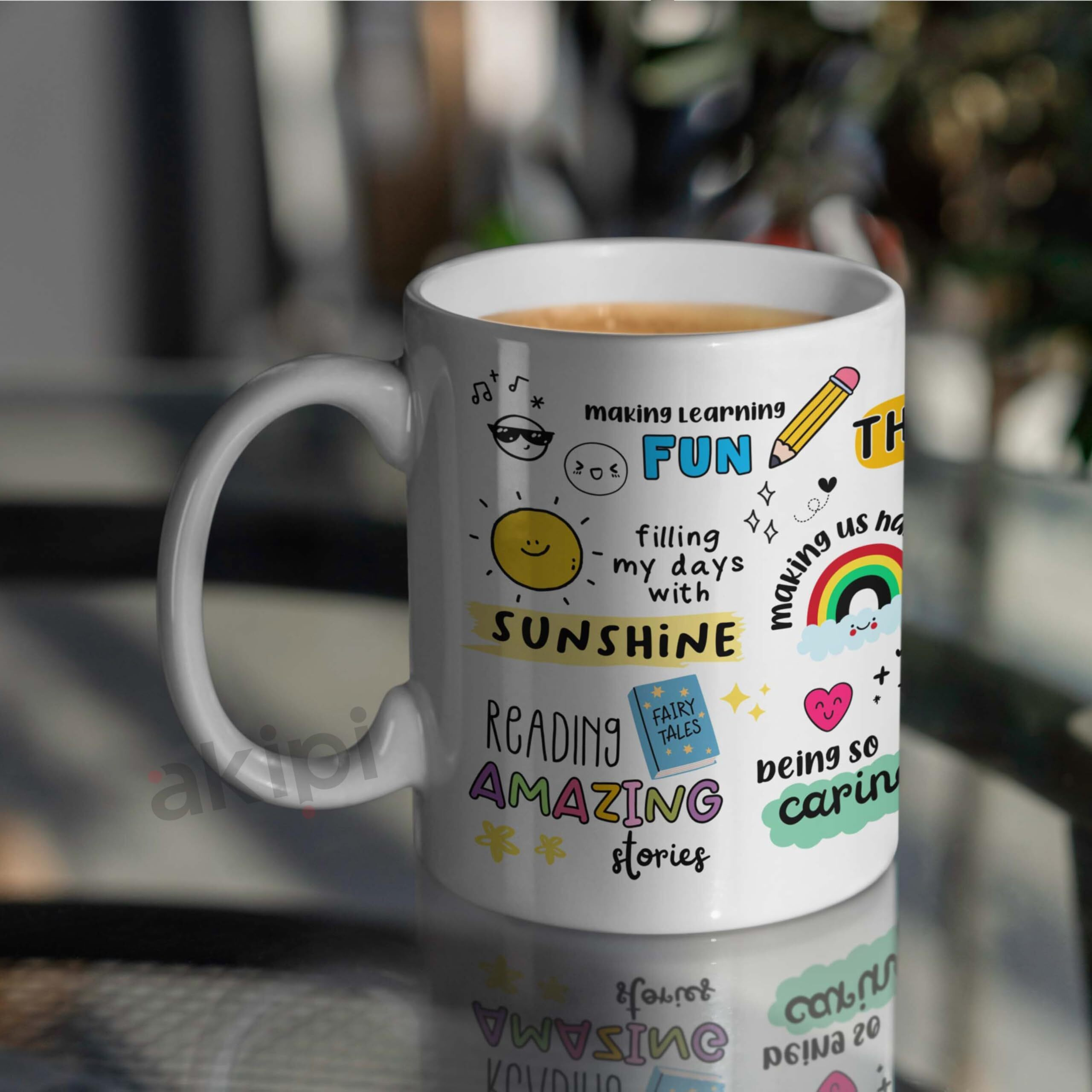 Akipi Thank You Teacher Mug, Appreciation Mug, Daily Affirmations, Teacher Thank You Gift Arm692 11Oz Ceramic Coffee/Tea Cup