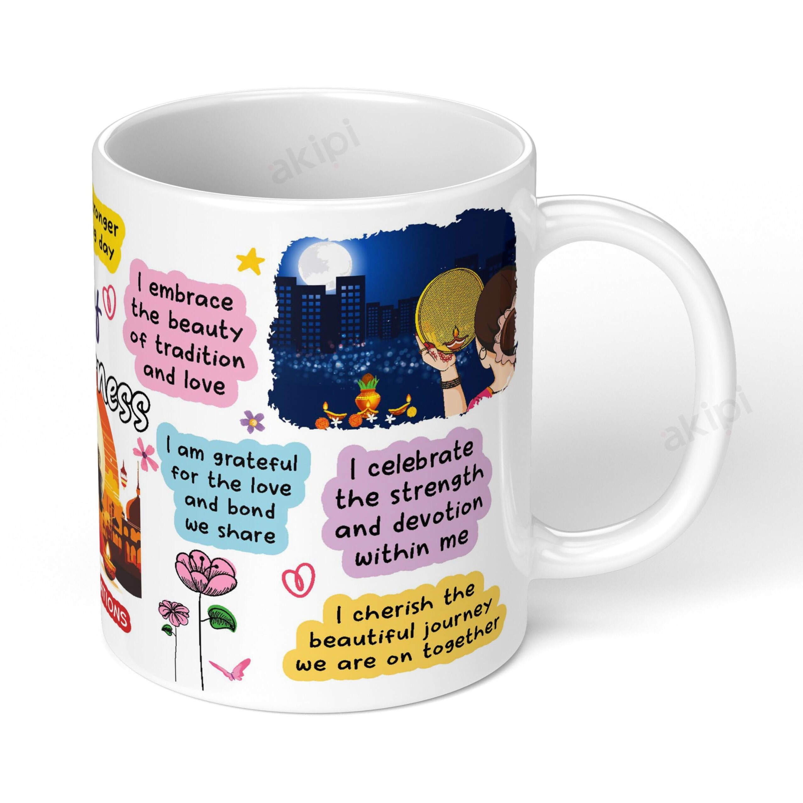 Akipi Cup Of Togetherness  Karva Chauth Mug Design With Positive Affirmations, Celebrate Love, Devotion & Unity Arm731 11Oz Ceramic Coffee/Tea Cup