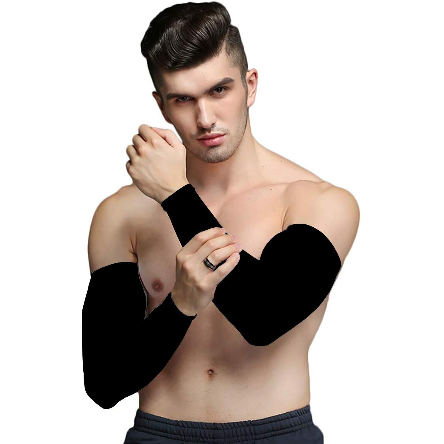 Mizuna Arm Sleeve Unisex Sports Compression Sun Protection Uv Upf 50 Cooling Sleeve Tattoo Cover Up Men & Women Cycling Cricket Biking Riding Golf Football Running Black-White Combo 2
