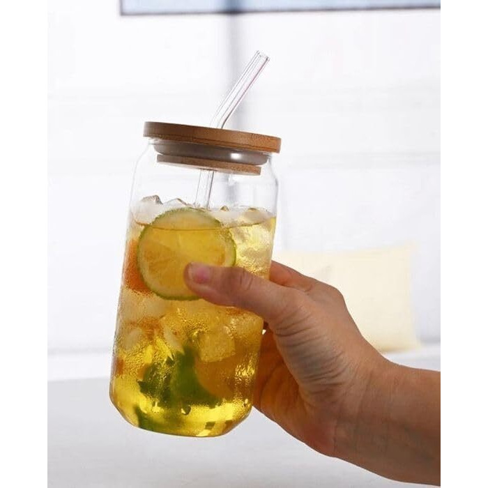 Kikiluxxa Soda Can Glass Sipper Tumbler Straw Lid - 540Ml- Pack Of 2- Mojito Glass Mug Lid And Straw For Green Tea And Cooffee Fruit Juice Milk Can Cup Mug With Straw (Royal Can A 2)