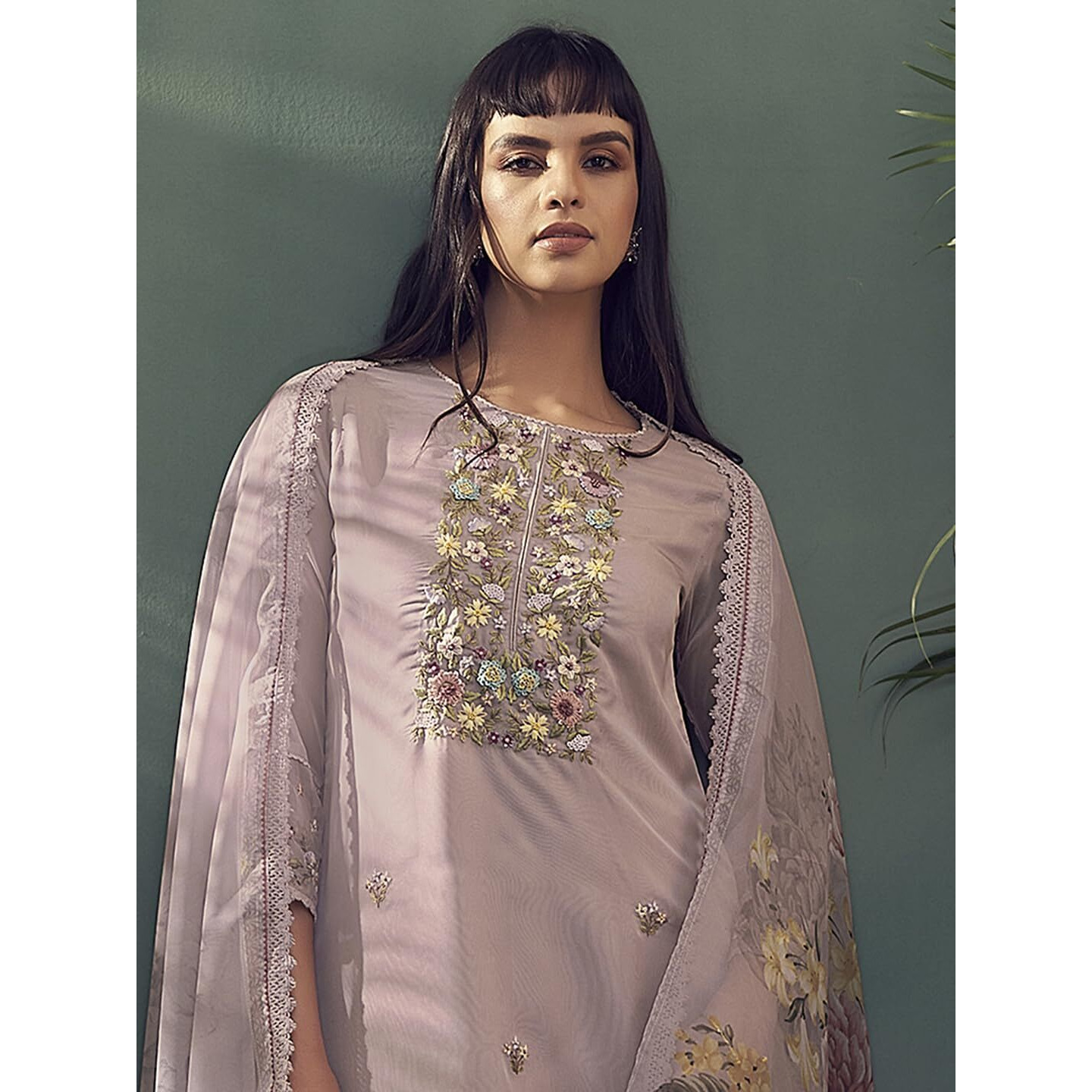 Indo Era Women's Muve Embroidered Straight Kurta & Pant With Dupatta Set (Ieout7443_X-Small)