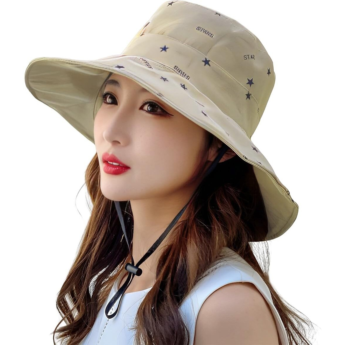 Palay Bucket Hat For Women, Wide Brim Sun Hats For Women, Breathable Cotton Beach Hat Reversible Solid Color & Prints Cap For Daily, Travel, Camping, Fishing (Beige), Free Size
