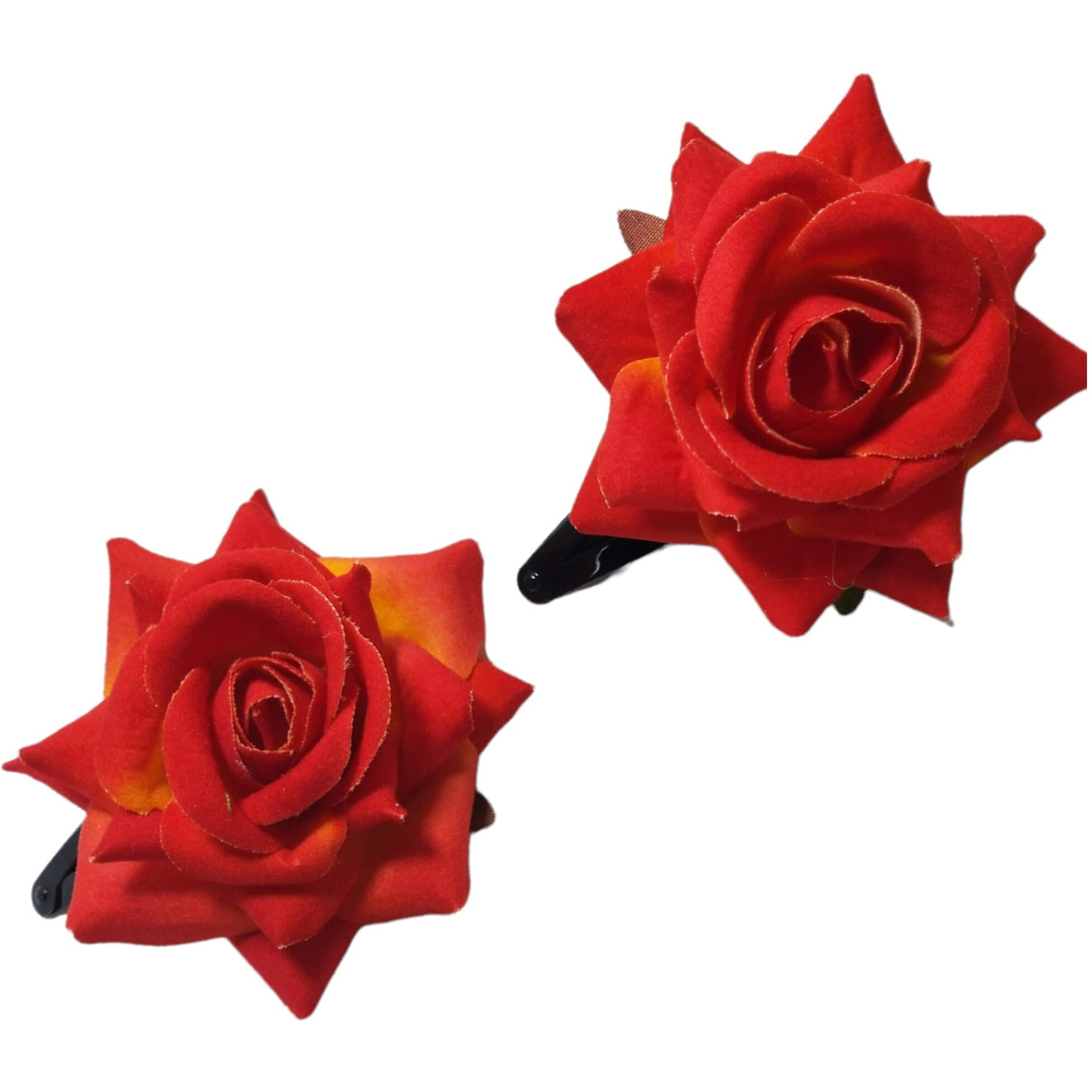 Lyf5Star Handmade Artificial Orange Rose Flower Tiktok Hairpin | Bridal Hair Accessories | Artificial Orange Rose Hair Pin | Stylish And Elegant Hair Accessories For Women & Girls | Pack Of 2