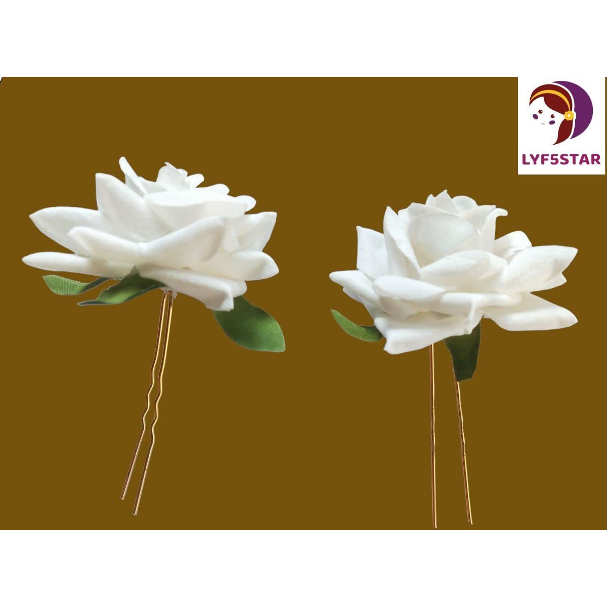 Lyf5Star Handmade Bride White Rose Floral Juda Pin For Women| Elegant Rose Wedding Hair Accessories |Traditional Indian Hair Accessories For Women & Girls|Pack Of 2