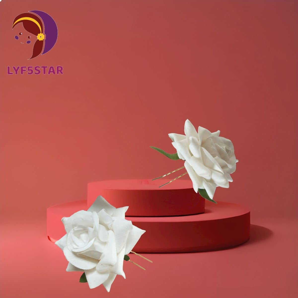 Lyf5Star Handmade Bride White Rose Floral Juda Pin For Women| Elegant Rose Wedding Hair Accessories |Traditional Indian Hair Accessories For Women & Girls|Pack Of 2