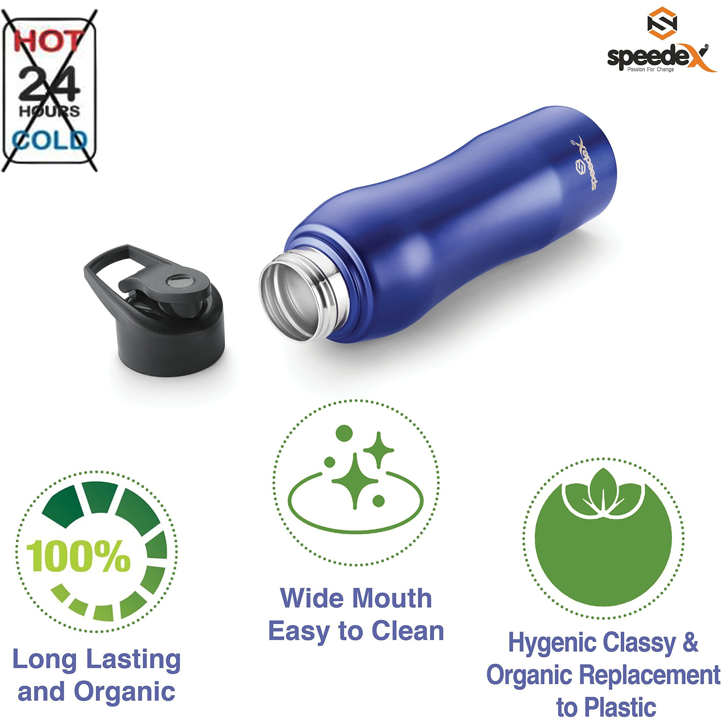 Speedex Stainless Steel Water Bottle 1 Ltr For School, Gym, Office Bottles 1 Litre For Boys, Girls, Men, Women, Kids, Fridge, Blue Colour, Set Of 6, Sipper Cap