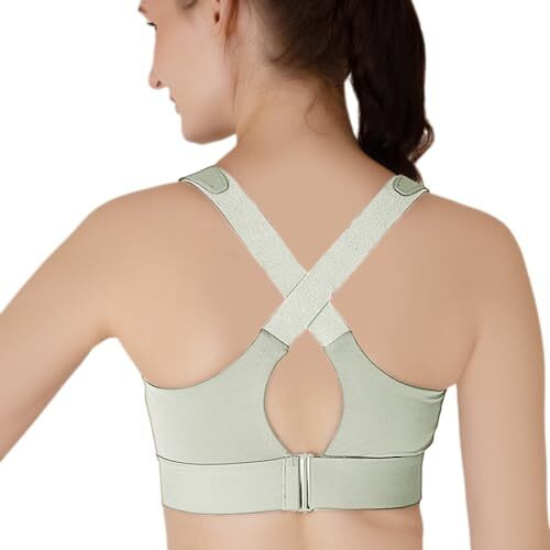 Luella High Impact Sports Bra, Front Zip, Adjustable Velcro Straps, Crisscross Back, Black (In, Alpha, M, Regular, Pista)