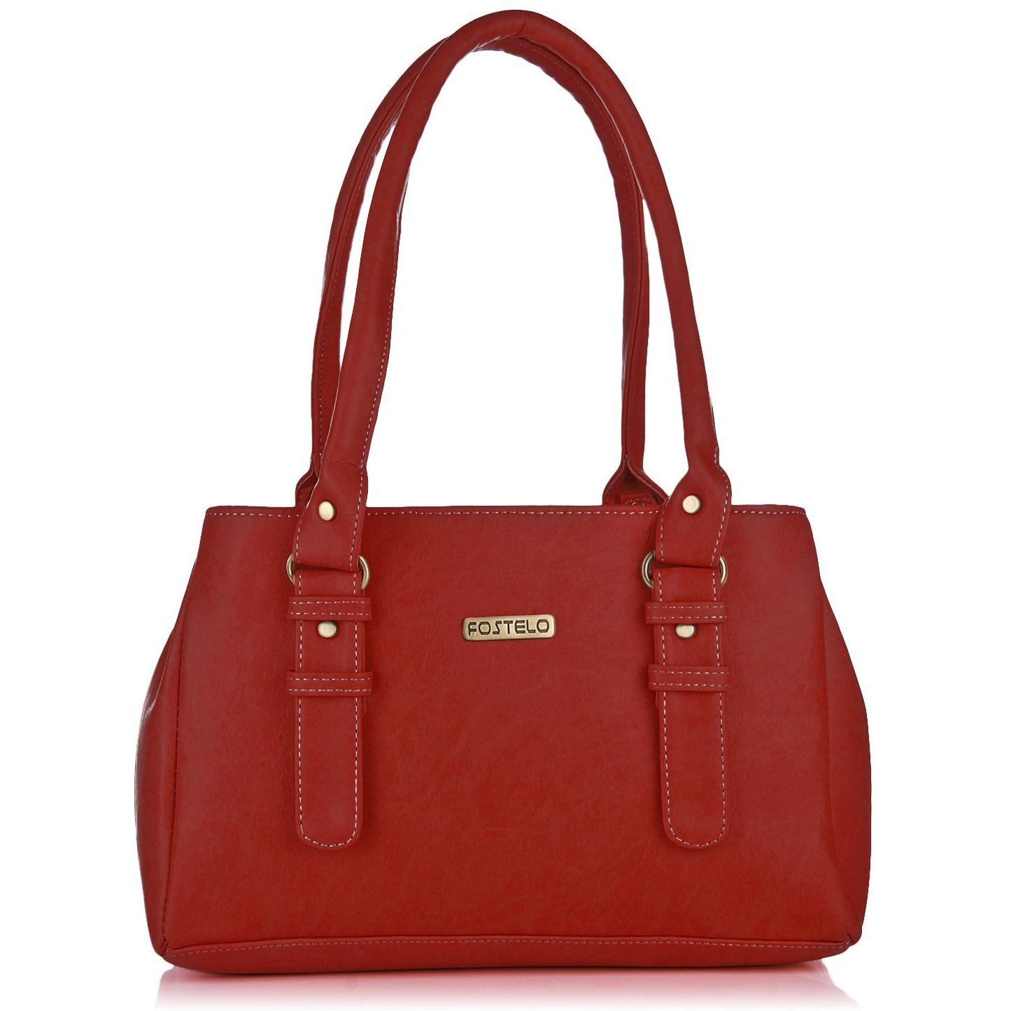 Fostelo Women's Vegan Leather Westside Handbag Shoulder Hobo Bag Ladies Purse (Red) (Large)