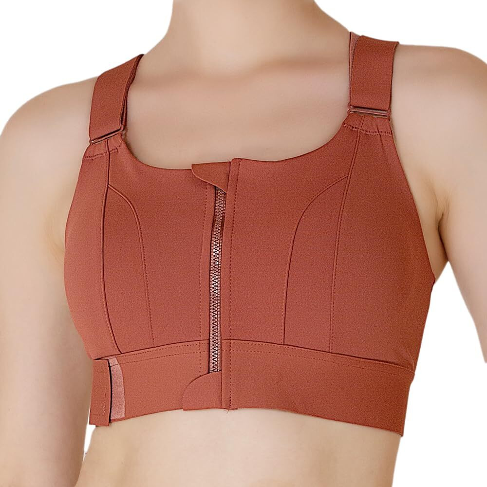 Luella High Impact Sports Bra, Front Zip, Adjustable Velcro Straps, Crisscross Back, Black (In, Alpha, 3Xl, Regular, Red)