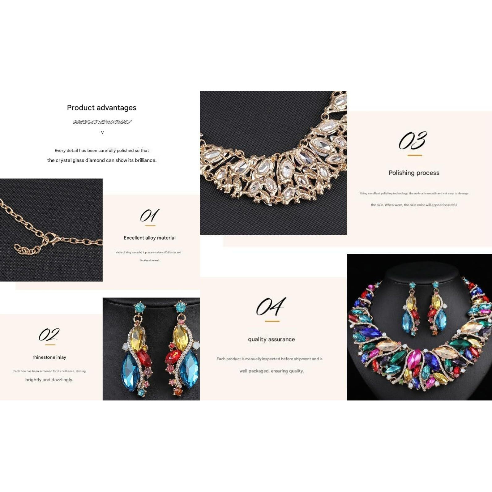 Gehney Jewelry Set For Women - Necklace & Earrings With Blue Gemstones & Ad Zircon - Handmade Crystal Necklace Set For Women - Jewelry For Parties & Special Occasions - Fashion Necklace & Earring Set (Multicolor-2)