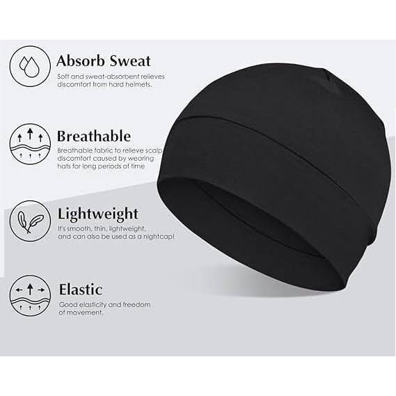 Paropkar 100% Cotton Lycra Skull Caps Lightweight Beanie Sleep Hats Breathable Helmet Liner Cap Biking Cycling Cap For Unisex (Green)