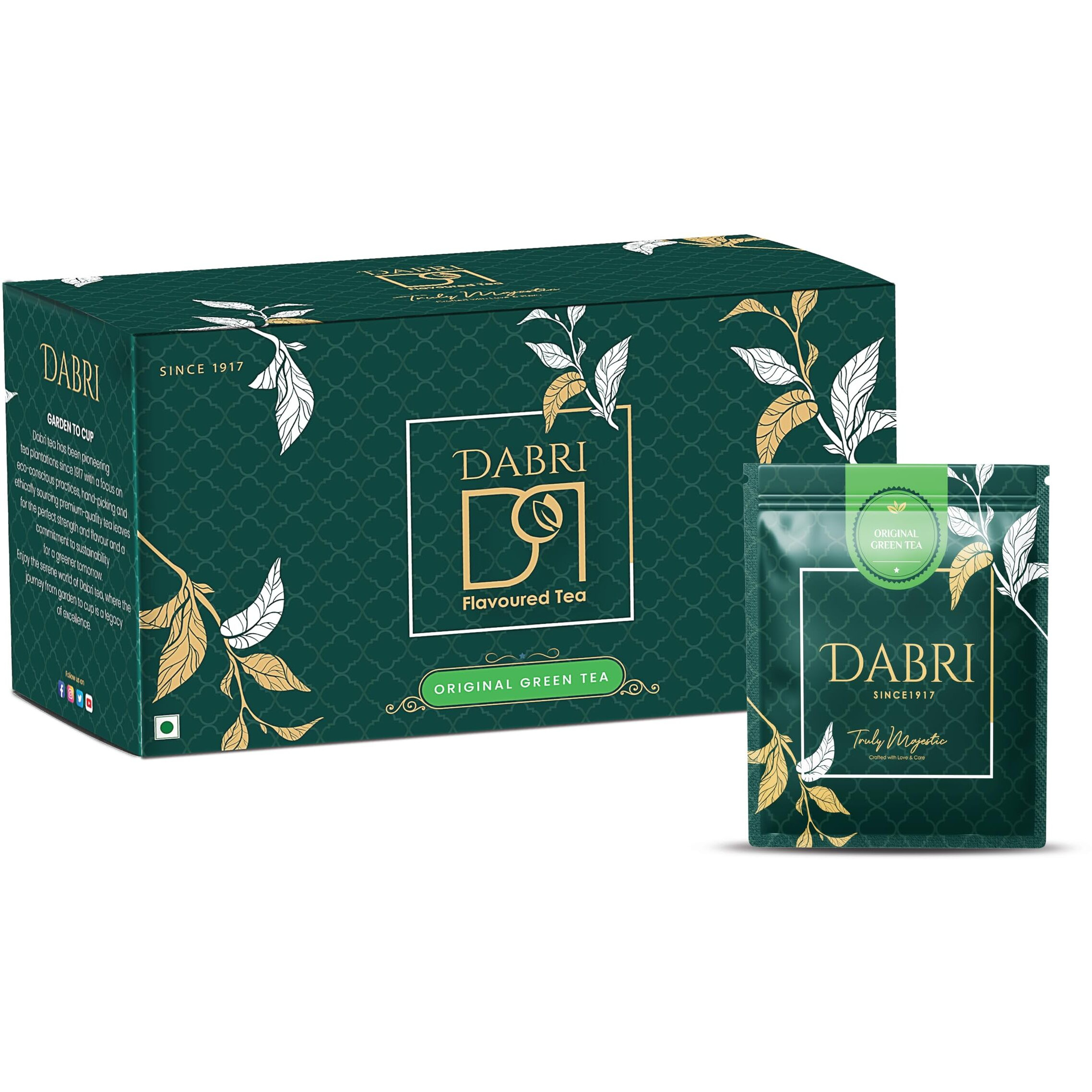 Dabri Detox Green Tea Bags Double Chamber 25Pcs|Fresh Natural Green Tea For Good Health|Rich With Anti-Oxidants,Immunity Booster,Improves Metabolism & Used To Reduces Waist(Pack Of 2-25 Pcs Each Box)