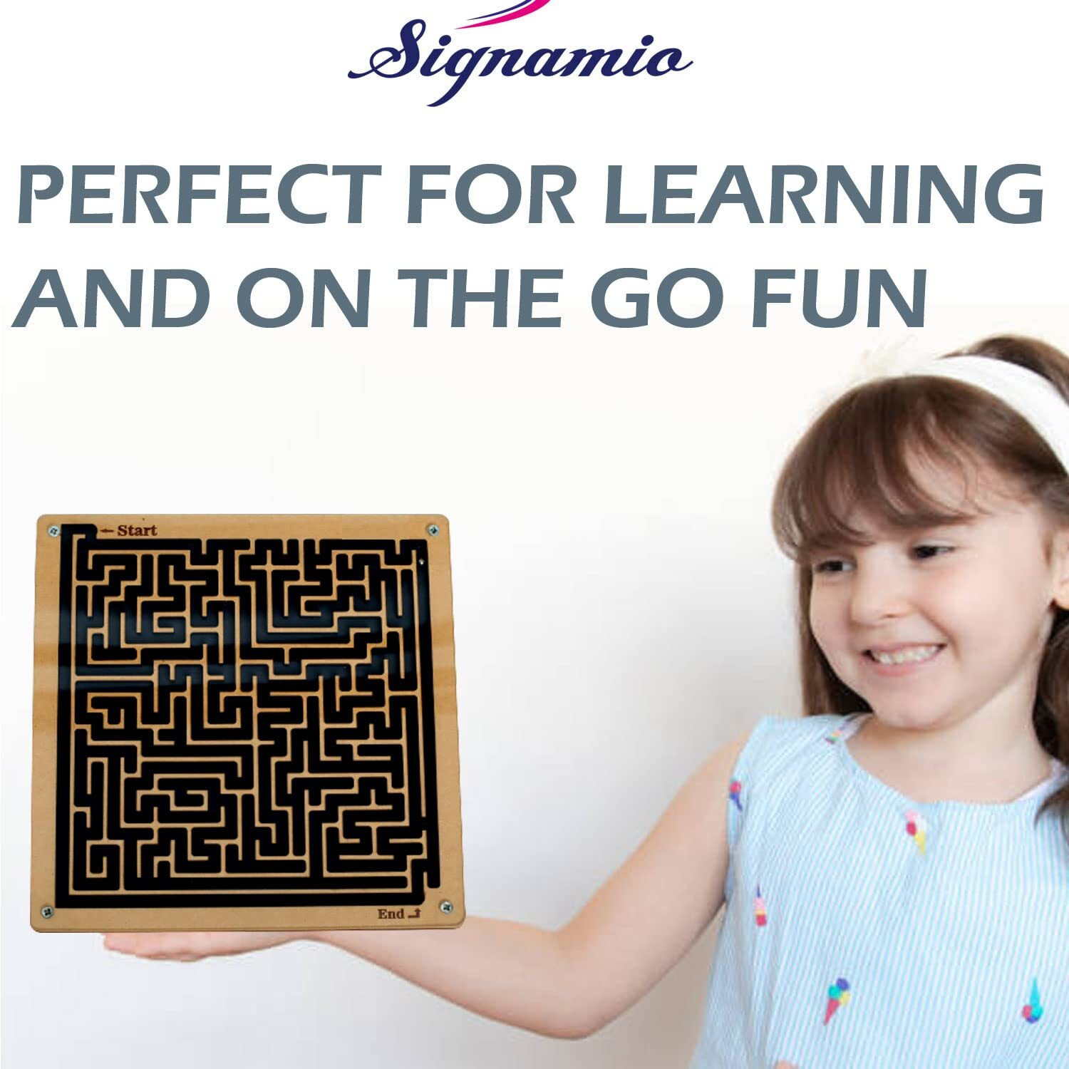 Signamio Indoor Wooden Puzzle Game Square Maze Ball - Engaging Mind Games For Kids & Adults, Perfect Brain Teaser & Time Pass Activity, Ideal Wooden Board Game For All Ages