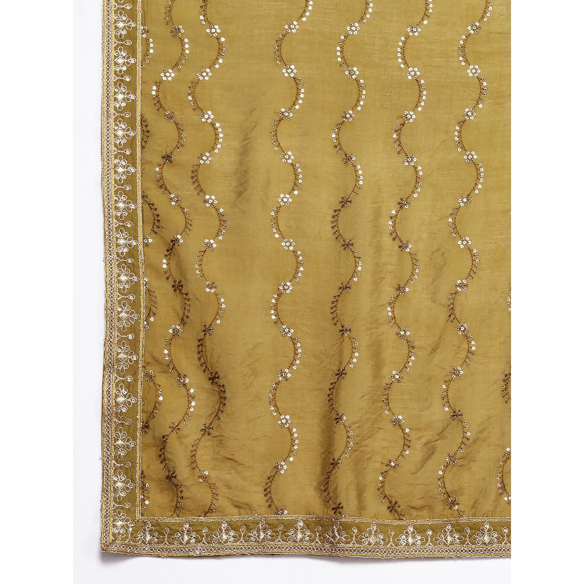 Indo Era Silk Blend Mustard Straight Embroidered Kurta Pant With Dupatta Set For Women (Kh9Mt7107_X-Small)