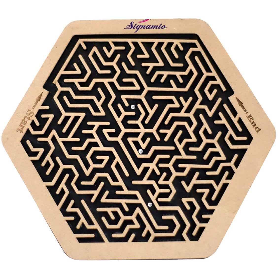 Signamio Indoor Wooden Puzzle Game Hexagon Maze Ball - Engaging Mind Games For Kids & Adults, Perfect Brain Teaser & Time Pass Activity, Ideal Wooden Board Game For All Ages