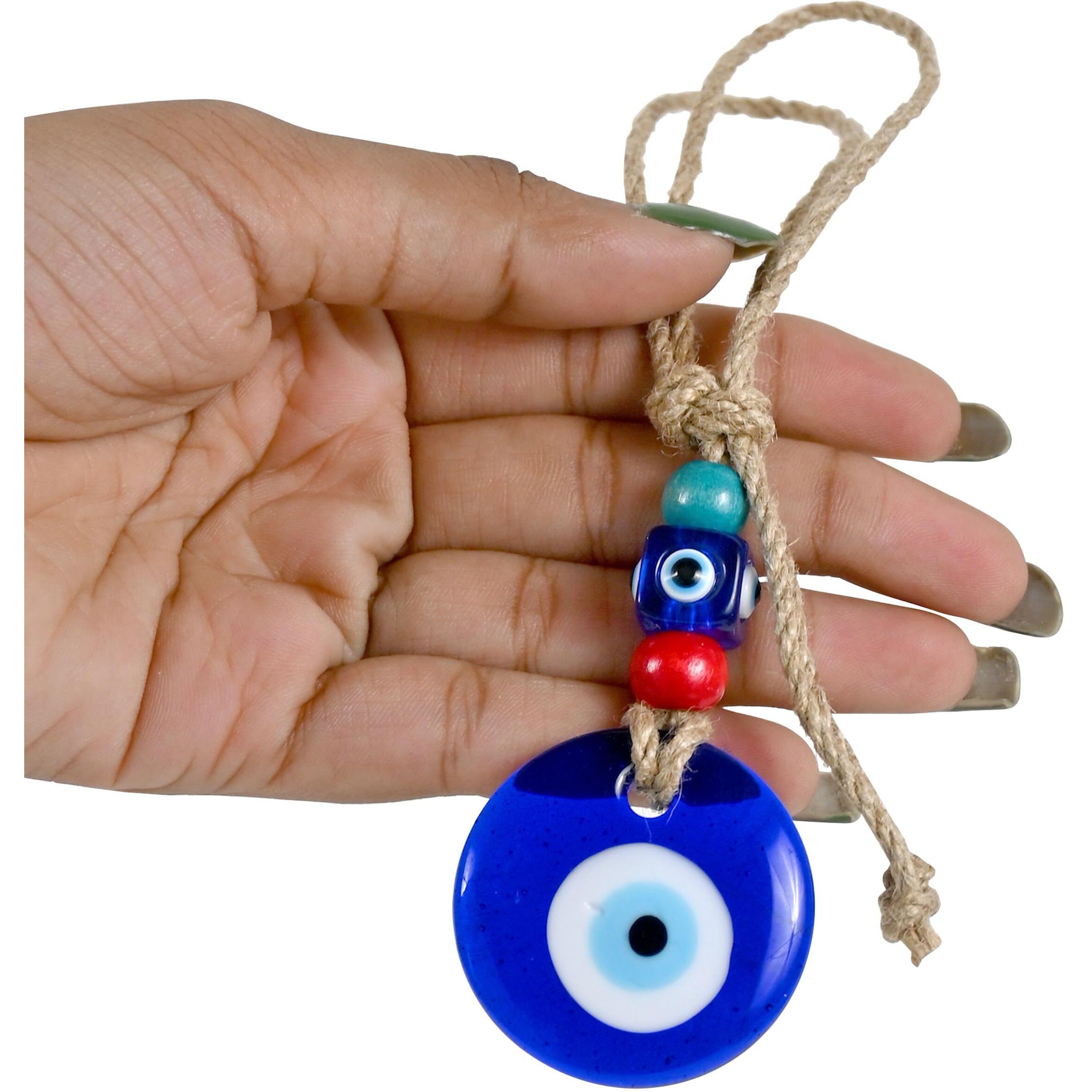 Vkora Handmade Blue Glass Evil Eye Hanging For Good Luck Zodiac Success Health Wealth Prosperity | Decoration For Home Office Garden And Car Hanging |Nazar Battu. (2Mb4)- Pack Of 1