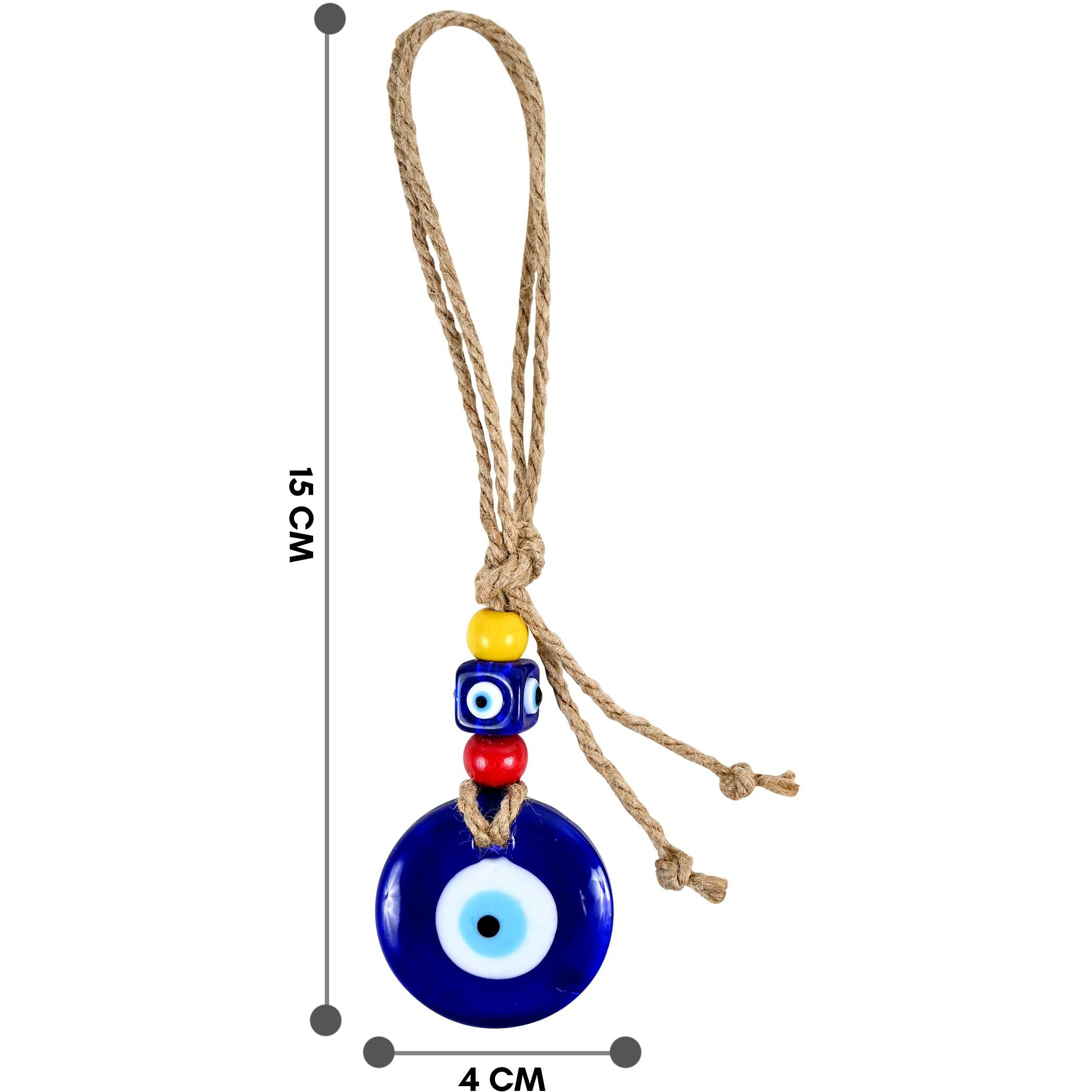 Vkora Handmade Blue Glass Evil Eye Hanging For Good Luck Zodiac Success Health Wealth Prosperity | Decoration For Home Office Garden And Car Hanging |Nazar Battu. (2Mb4)- Pack Of 1