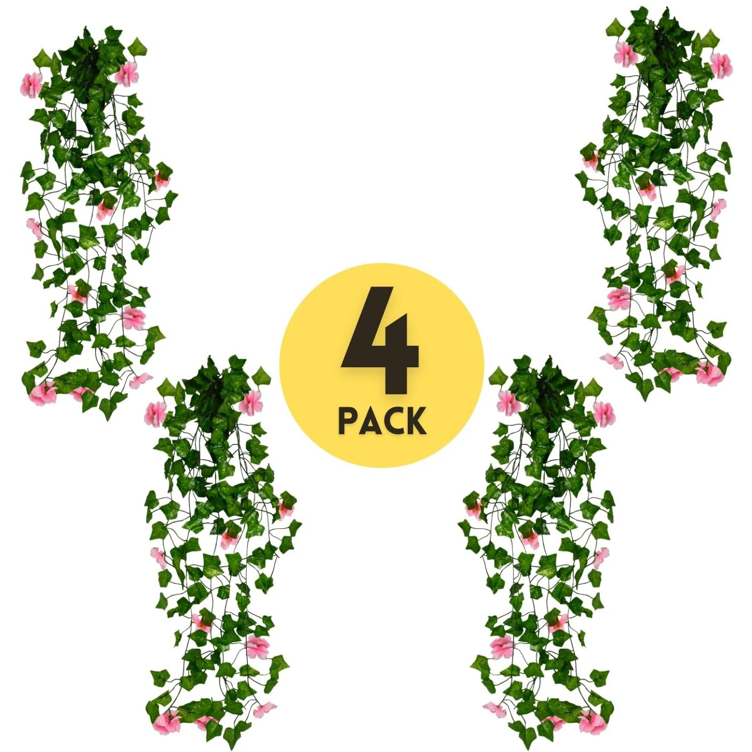Decorebugs Artificial Flower Plants Leaves Hanging Ivy Garlands Plant Greenery Vine Creeper Home Decor Door Wall Balcony Decoration Party Festival Craft (Pack Of 4)