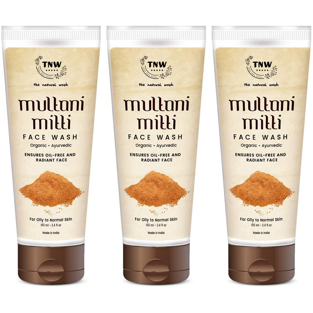 Tnw-The Natural Wash Multani Mitti Ayurvedic Face Wash (Pack Of 3 * 100Ml) | With FullerS Earth, Sandal Wood & Saffron | For Glowing, Radiant & Tan-Free Skin | Normal To Oily Skin | For Men & Women