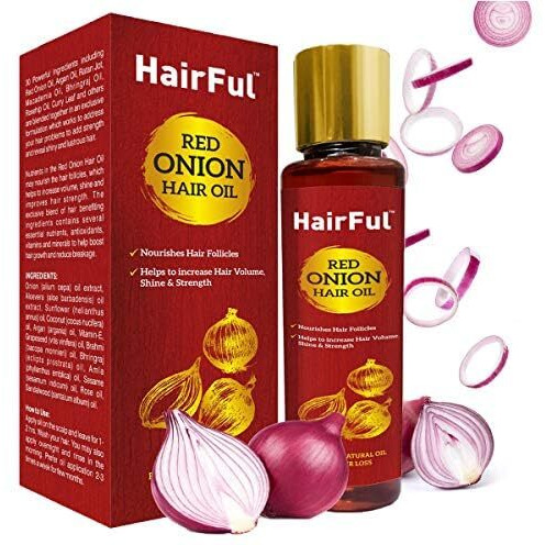 Hairful Ayurvedic Red Onion Hair Oil For Hair Growth And Hair Fall Control | Suitable For All Hair Types | Help To Increase Hair Volume, Shine And Strengh | For Men & Women | 120 Ml