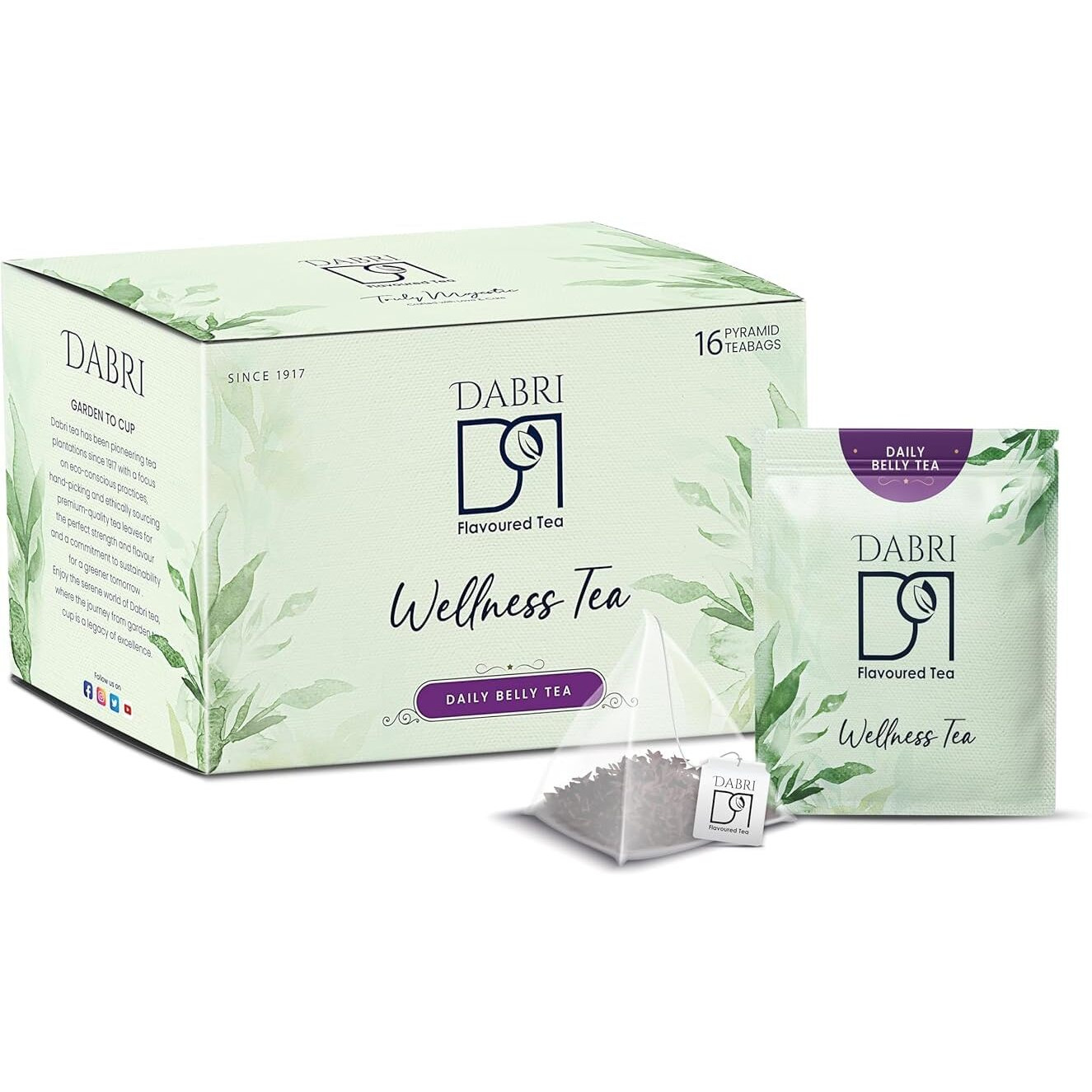 Dabri Daily Belly Wellness Tea 16 Pyramid Tea Bags|Detoxifies Body, Great For Bloating|Relief From Constipation And Indigestion|Relief From Acidityand Gastric Problems (Pack Of 2 X 16 Tea Bags)