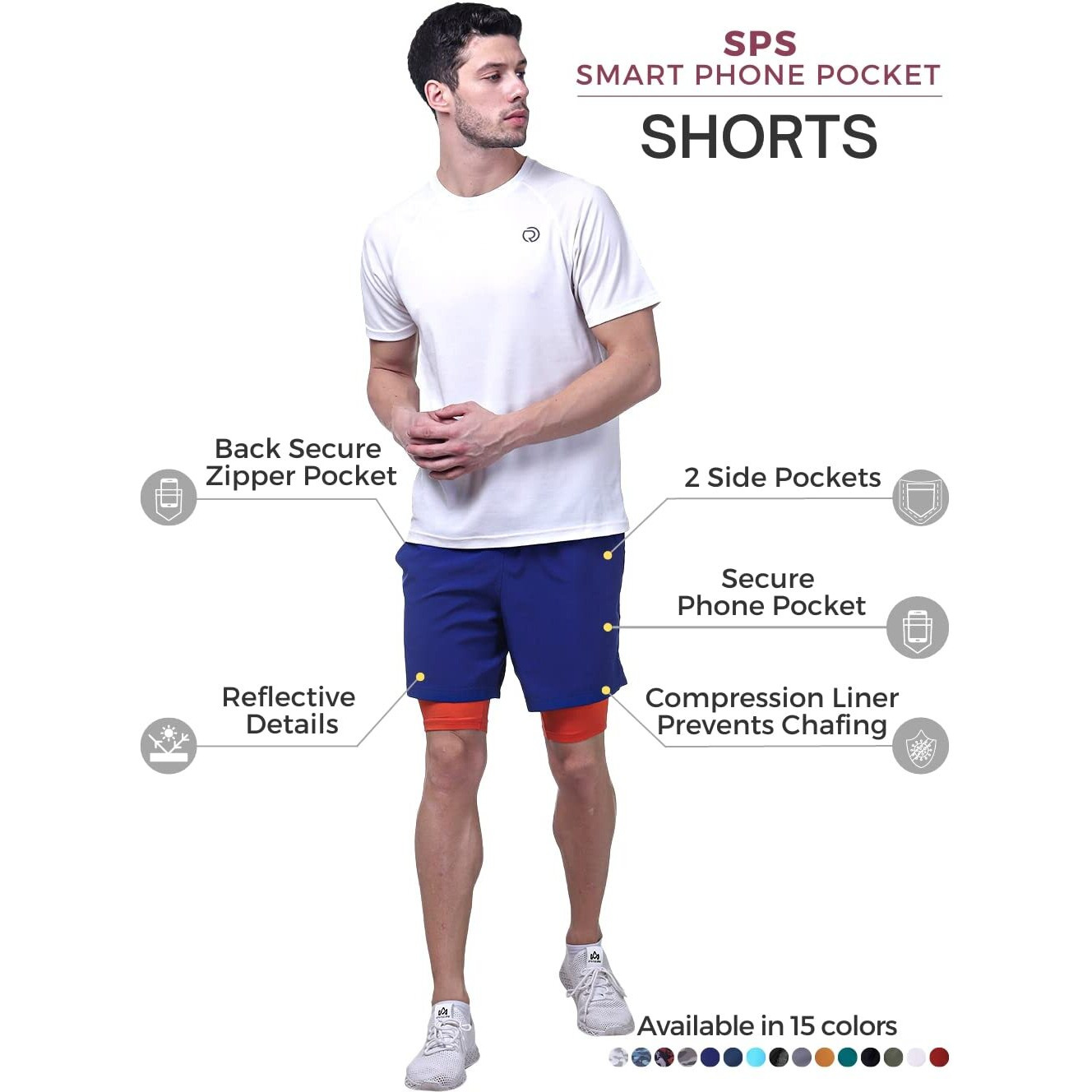 Truerevo 2 In 1 Running Sports Shorts For Men With Mobile Phone Pocket Light Weight Quick Dry Fabric For Gym Athletic(161115Q_Mknsblu_Xxl_Blue_Xxl)
