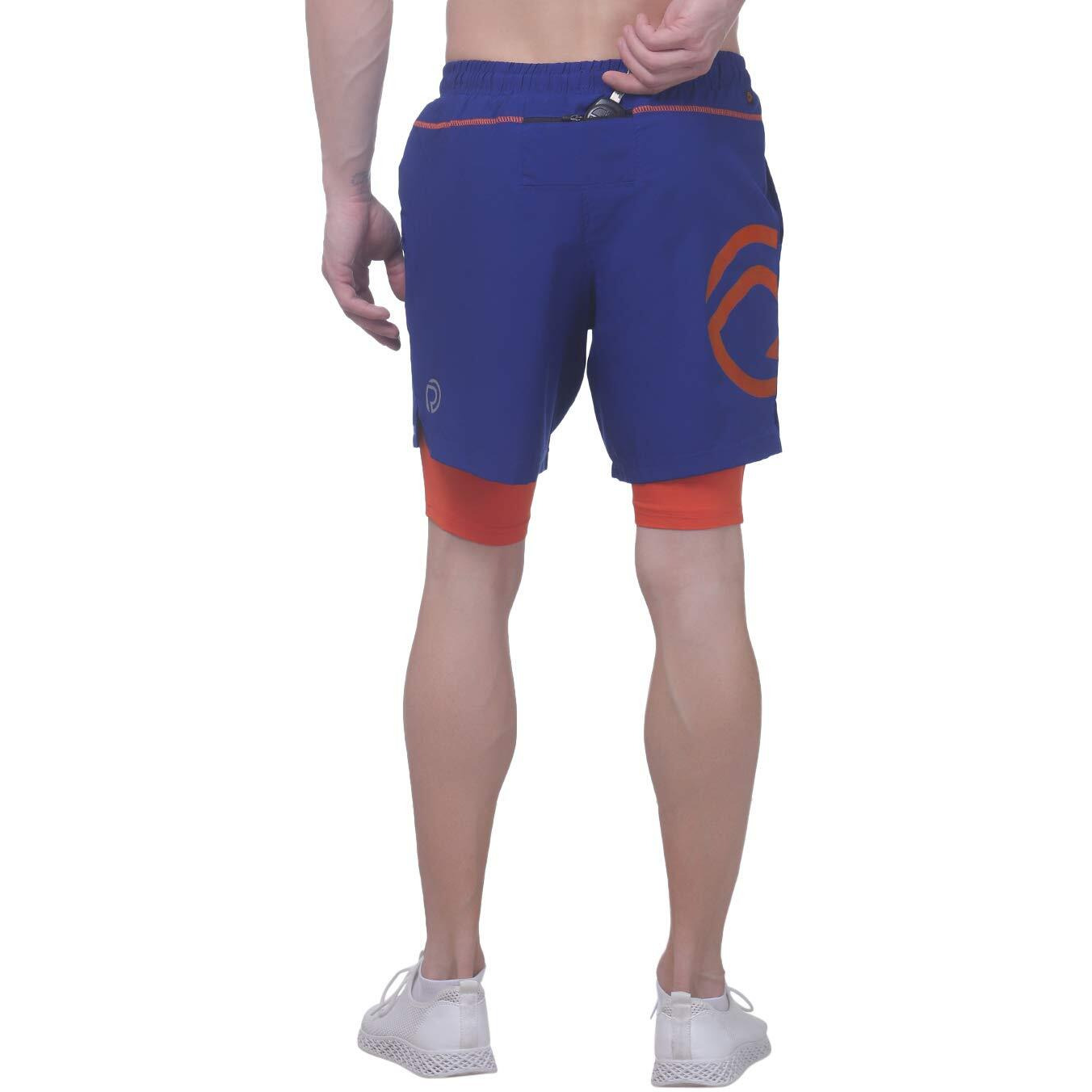 Truerevo 2 In 1 Running Sports Shorts For Men With Mobile Phone Pocket Light Weight Quick Dry Fabric For Gym Athletic(161115Q_Mknsblu_Xxl_Blue_Xxl)