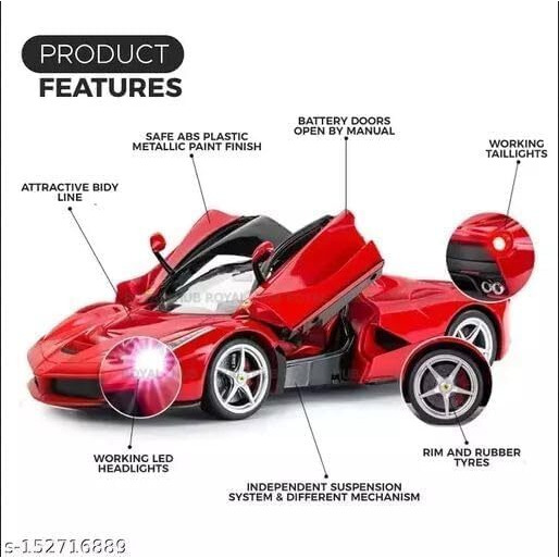 Galaxy Hi-Tech Rechargeable Remote Control Sports Car With Openable Doors Rc Car With Led Lights For Kids Super Sports Car For Kids High Speed Rc Car Toy Big Size 3-10 Years Old Kids, Multicolor