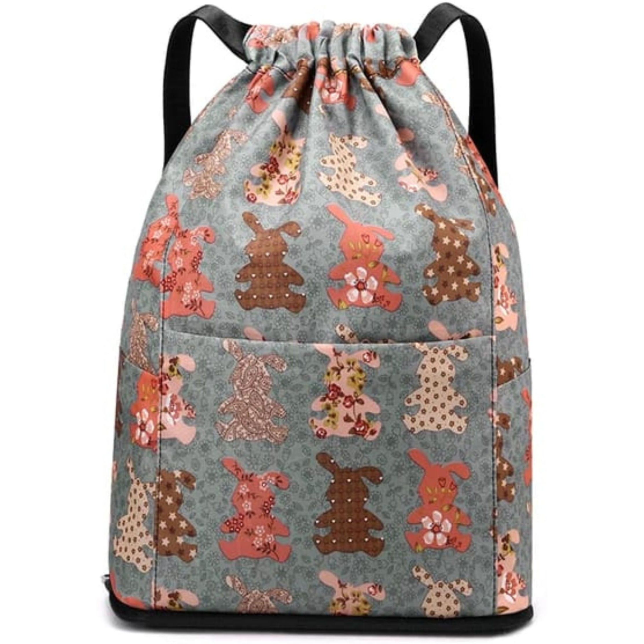 Karrier Drawstring Bag, Gym Bag Sackpack Travel Sports Beach Backpack For Men Women (Sackpack, Rabbit)