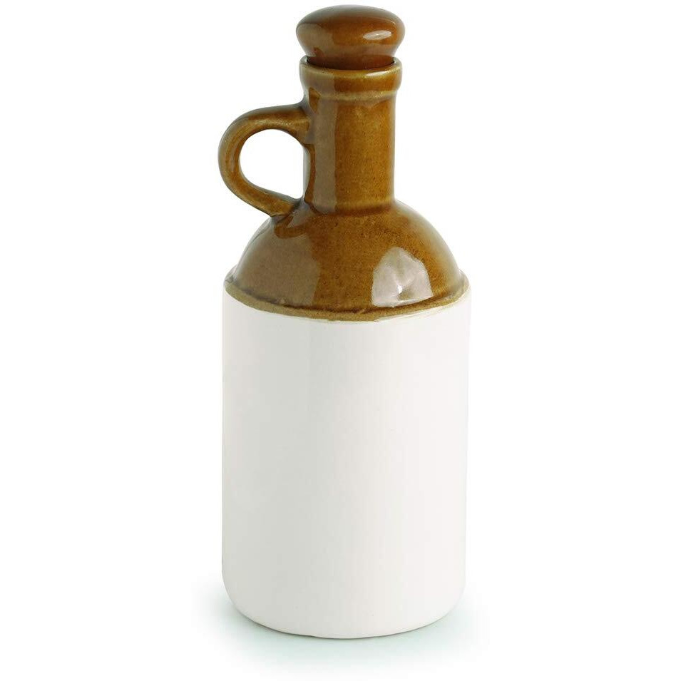 Exclusivelane 'Old Fashioned' Hand Glazed Studio Pottery Ceramic Oil Bottle (1000 Ml) - Cooking Oil Dispenser Containers Vinegar Oil Dropper Can Handled Nozzle Oil Pot Stoppers & Pourers