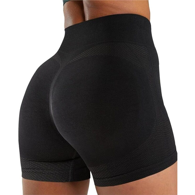Fshway Women's Gym Shorts Booty Scrunch High Wasit Seamless Sports Shorts Workout Push Up Shorts Cycling Fitness Running Shorts (In, Alpha, 2Xl, Regular, Black)