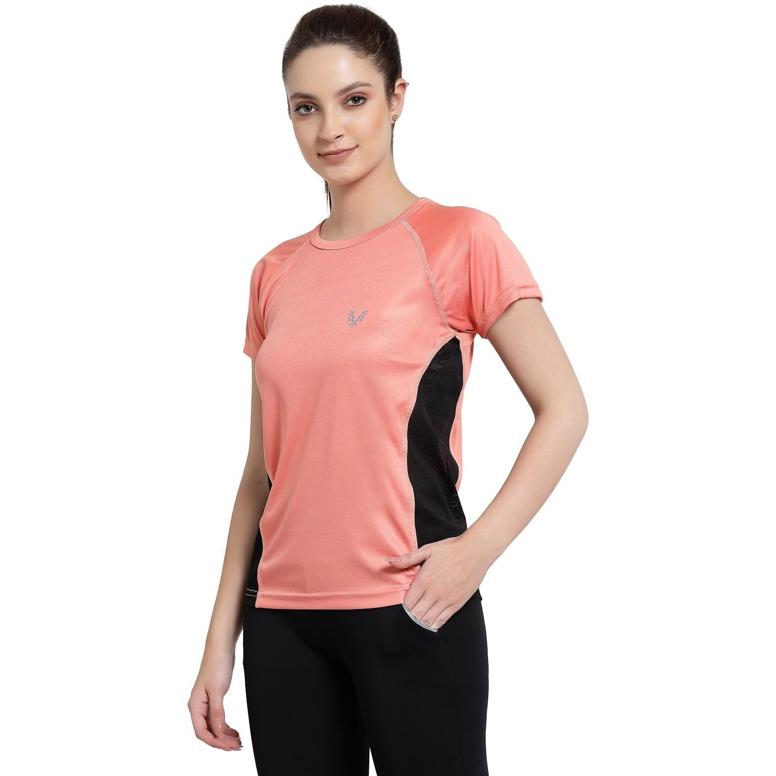 Uzarus Womens Dry Fit Workout Top Sports Gym T-Shirt (In, Alpha, 2Xl, Peach Orange)
