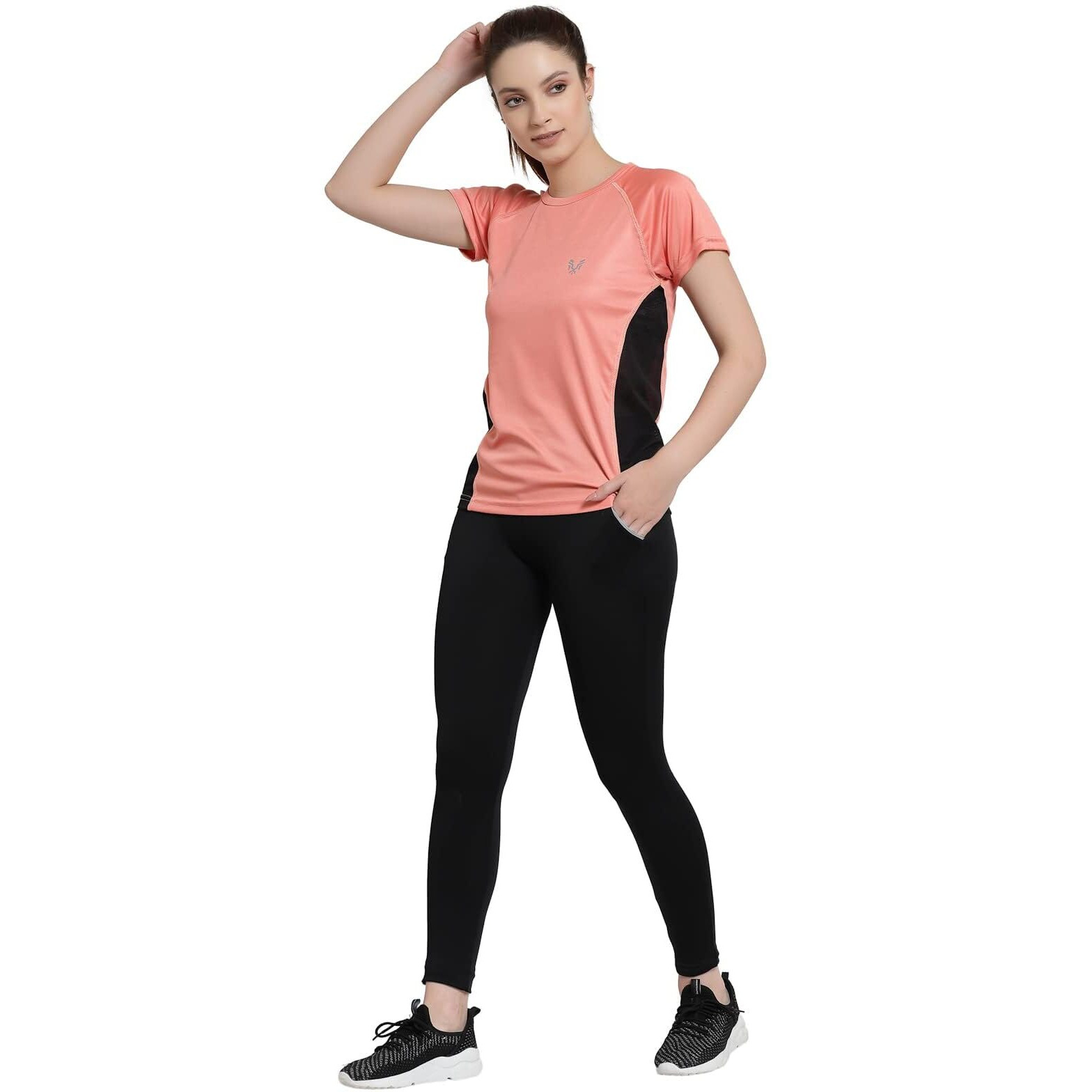 Uzarus Womens Dry Fit Workout Top Sports Gym T-Shirt (In, Alpha, 2Xl, Peach Orange)
