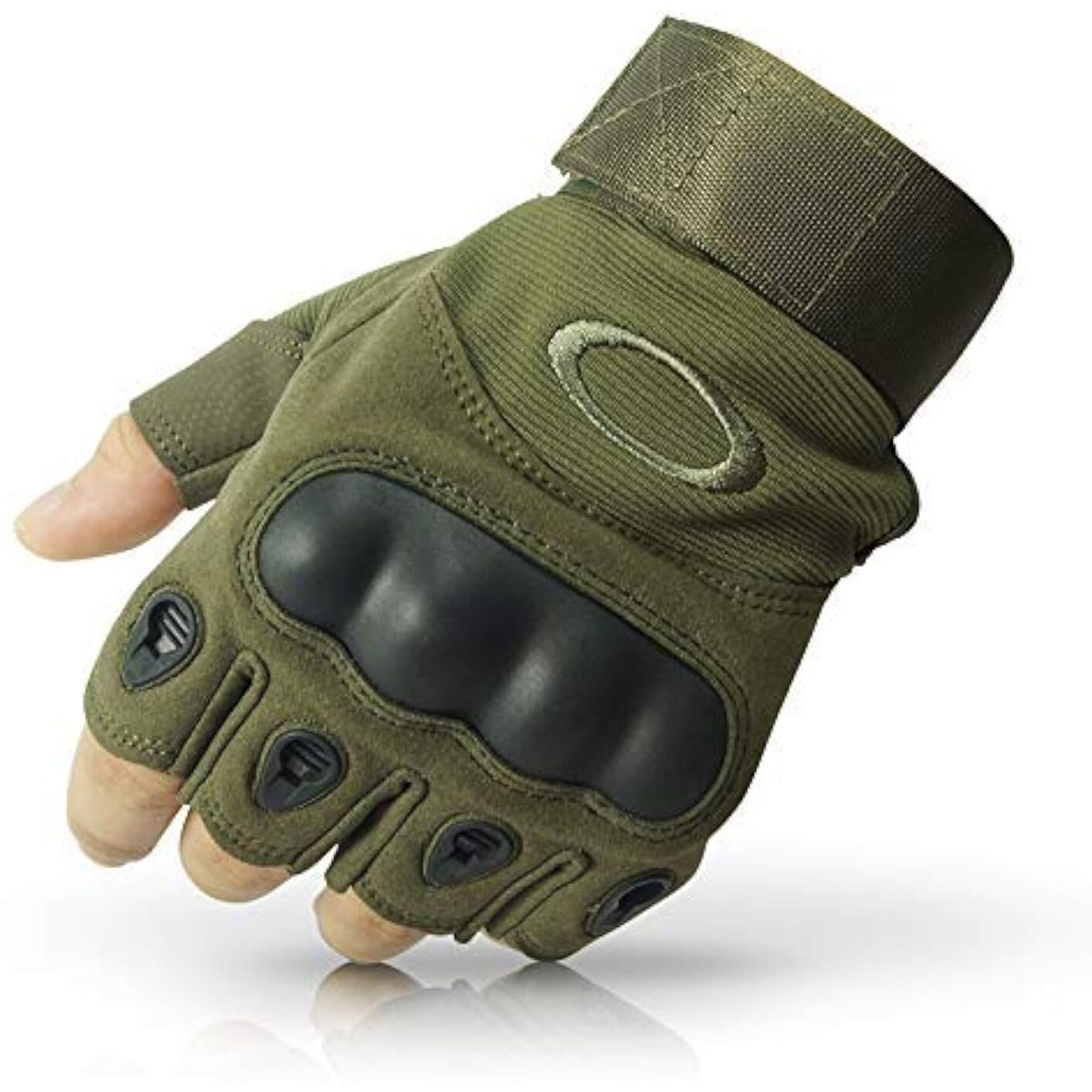 Keepcart Nylon Tactical Half Finger Gloves For Sports, Hiking, Cycling, Travelling, Camping, Outdoor, Motorcycle Riding Fingerless Half Finger Men Women Work Outdoor Gloves , Green