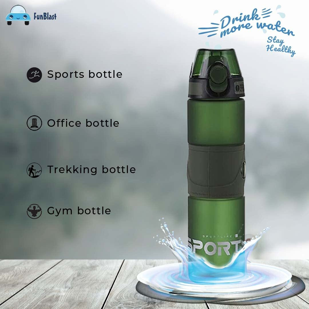 Funblast Polypropylene Water Bottle - Unbreakable Water Bottle With Sipper&Straw - Bpa Free Drinking Bottle,Leak-Proof Water Bottle For Office,Sports,School,Gym,Yoga - (Green, 700 Ml)
