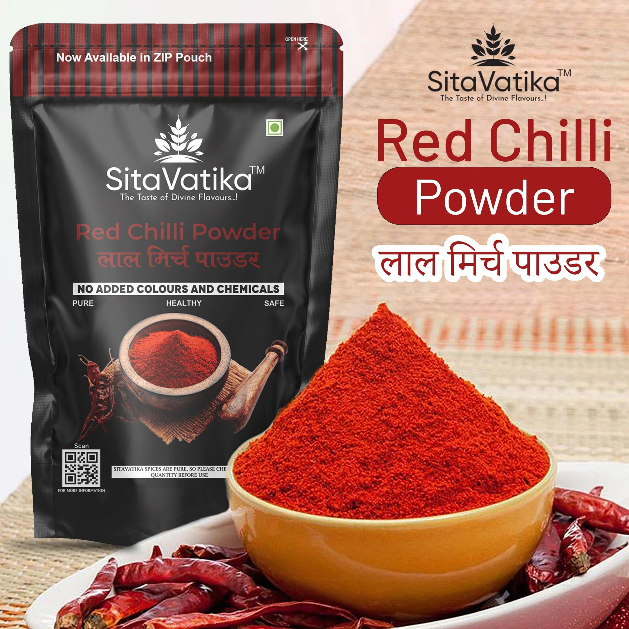 Sitavatika Natural Red Chilli Powder 400Gm With Good Spicy Taste And Colorful Spices Lal Mirch Powder For Spicing Up Food No Added Colours And Chemical Pack Of 2 X 200Gm