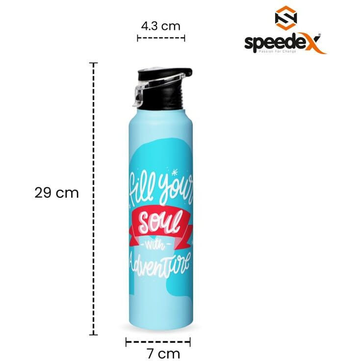 Speedex Water Bottle 1 Ltr, Venture Some, Stainless Steel, 1 Litre Flipper Bottles For Girls, Boys, Adults & Kids, Gym, Sports, Fridge Use, Perfect For School & Office - Single Bottle Set, 1000 Ml