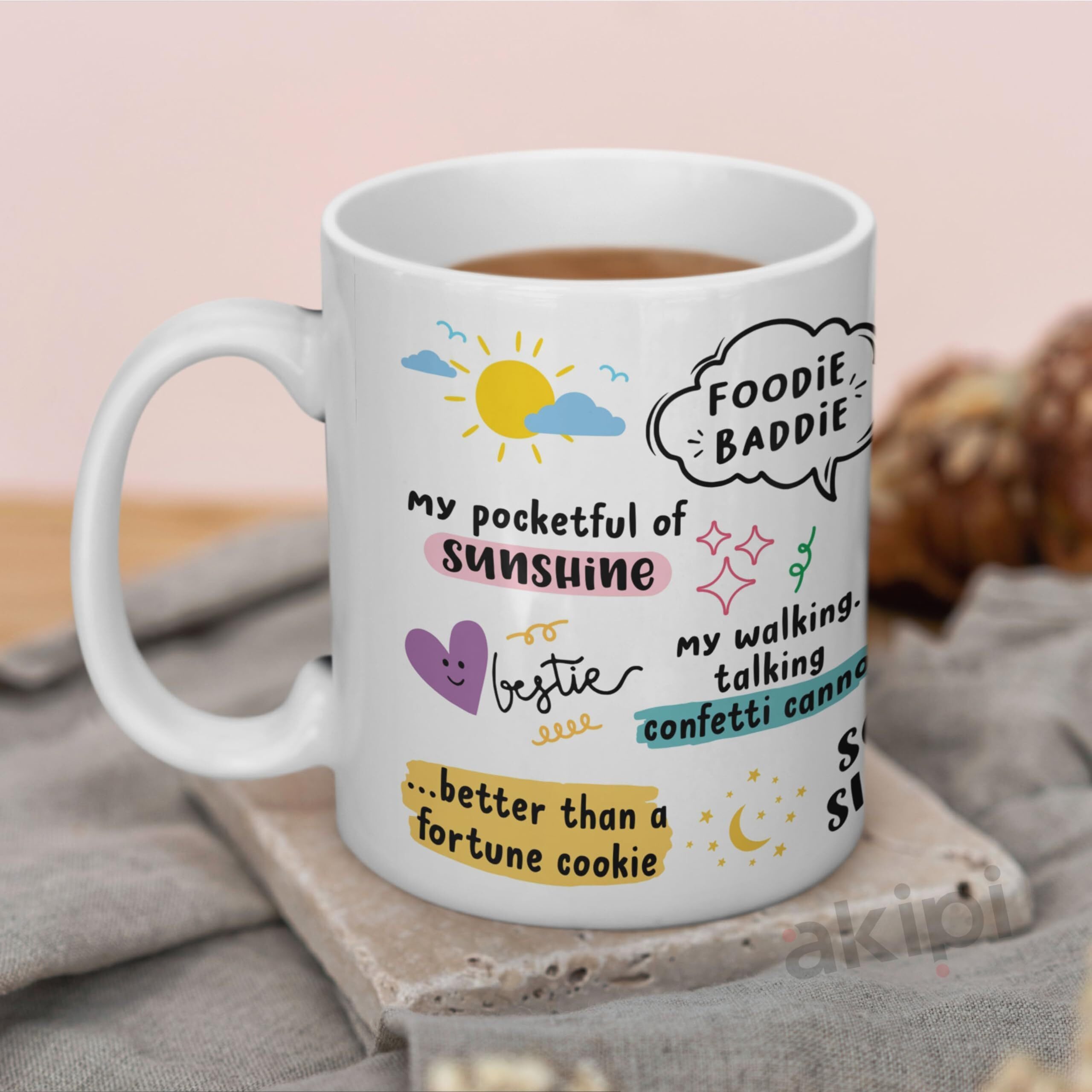 Akipi The Bestie Mug - Gift For Your Best Friend, Happy Place, Soul Sister, Birthday And Anytime Gift For Her Arm695 11Oz Ceramic Coffee/Tea Cup
