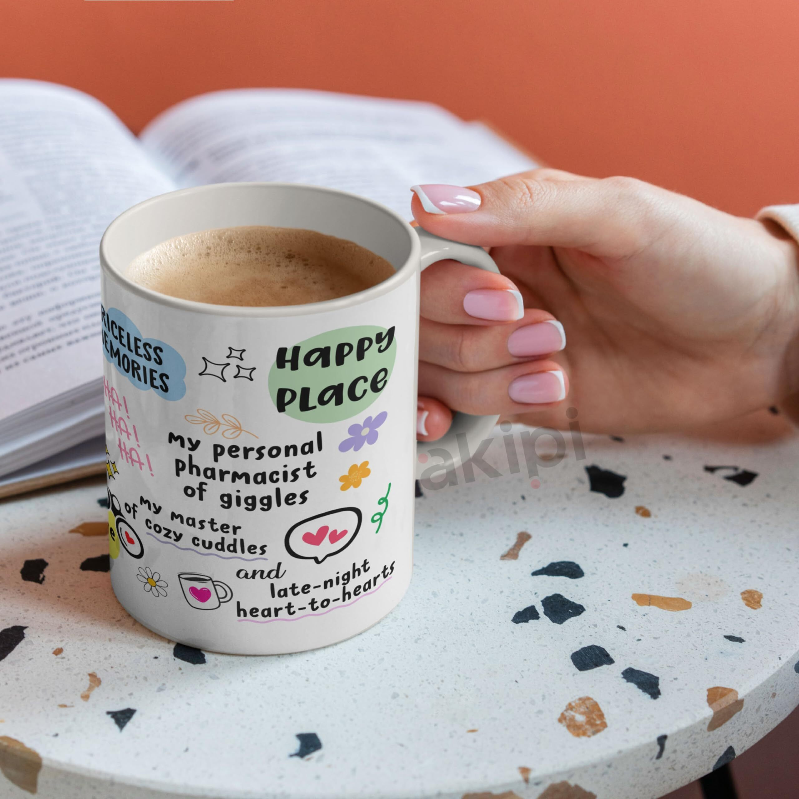 Akipi The Bestie Mug - Gift For Your Best Friend, Happy Place, Soul Sister, Birthday And Anytime Gift For Her Arm695 11Oz Ceramic Coffee/Tea Cup
