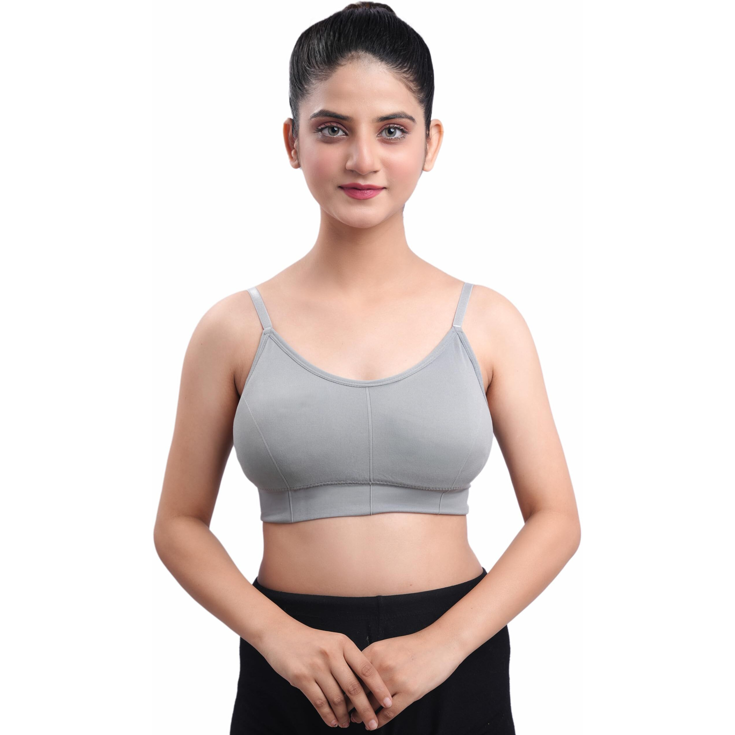 Texello Women's Cotton Wire-Free Full Coverage Lightly Padded Sports Bra - Comfortable & Supportive Everyday Wear - Pack Of 3 (Size- M, Multicolor)
