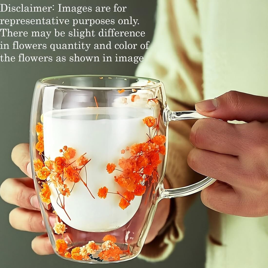 Bonzeal Premium Glass Floral Mug Double Wall Tea Cup Heat Resistant Double Layered Glass 300 Ml Birthday Gift For Mom Dad Husband Wife Boyfriend Girlfriend Him Her Premium Mugs