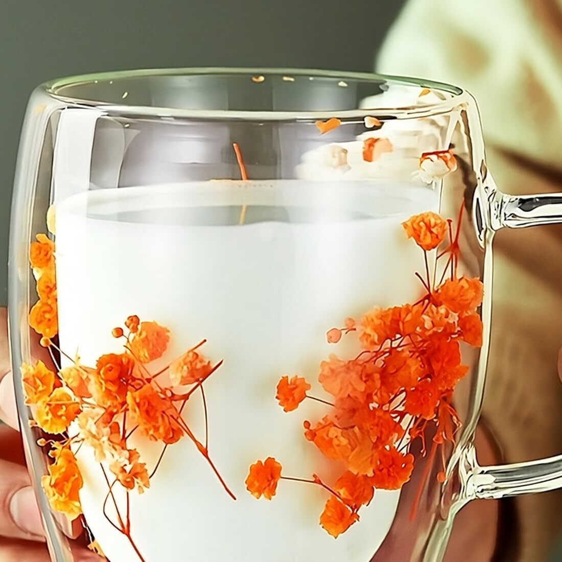 Bonzeal Premium Glass Floral Mug Double Wall Tea Cup Heat Resistant Double Layered Glass 300 Ml Birthday Gift For Mom Dad Husband Wife Boyfriend Girlfriend Him Her Premium Mugs