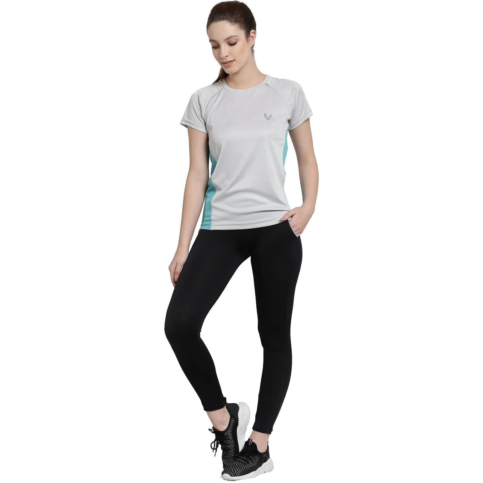 Uzarus Womens Dry Fit Workout Top Sports Gym Regular Fit T-Shirt (M, Grey)