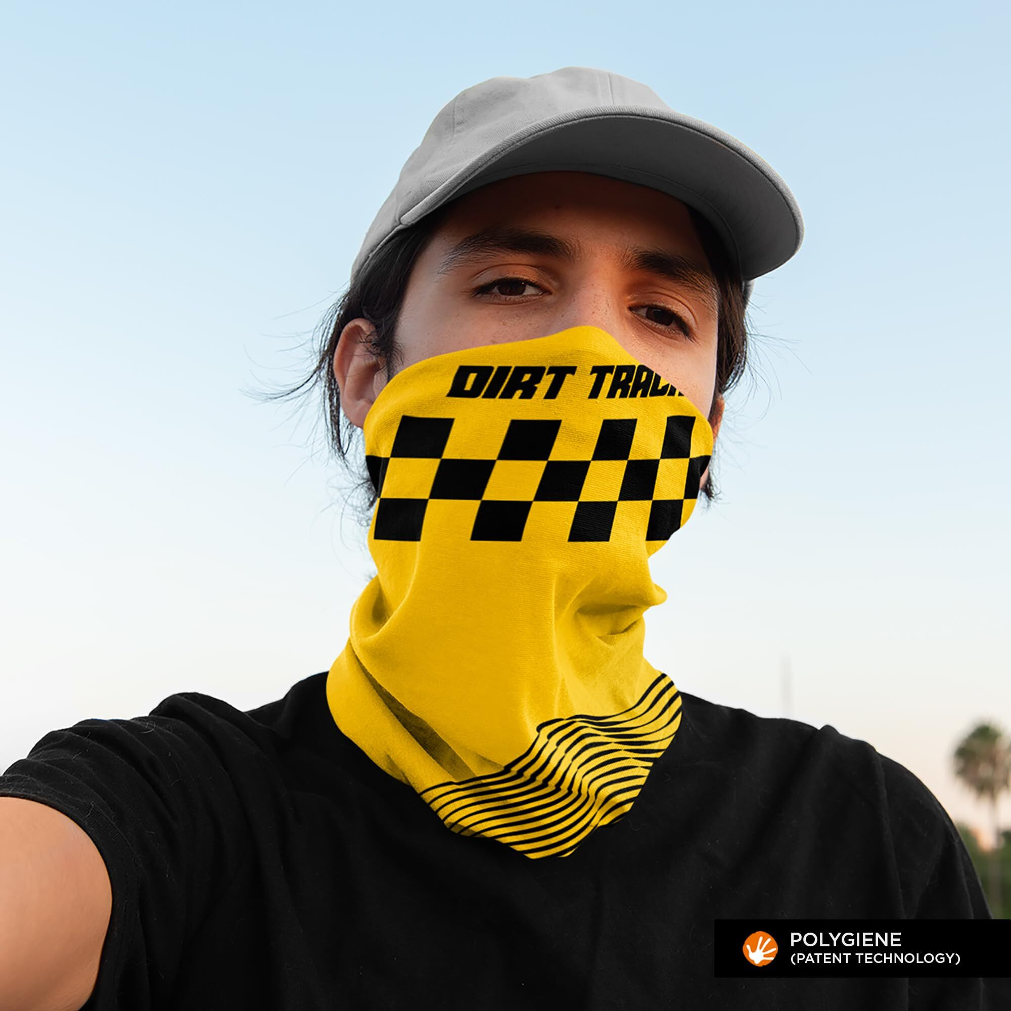 Wanderlooms Printed Bandana Headwear Face Cover Wraps Multifunctional Sports Headbands Scarf Sweatband For Men And Women Free Size (Yellow-Trackside)