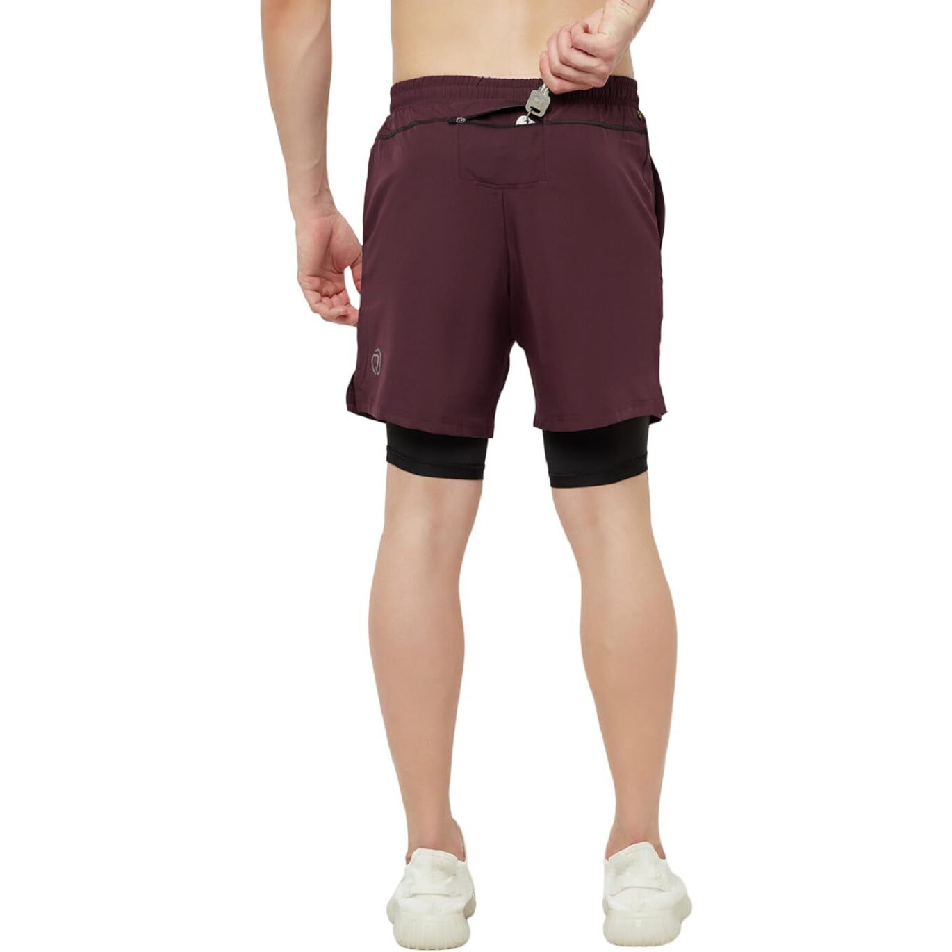 Truerevo MenS 2 In 1 Running Shorts With Phone Pocket | Lightweight Quick-Dry Running Shorts | Double Layer | Athletic | Running, Training, Cricket, & Sports Maroon Black