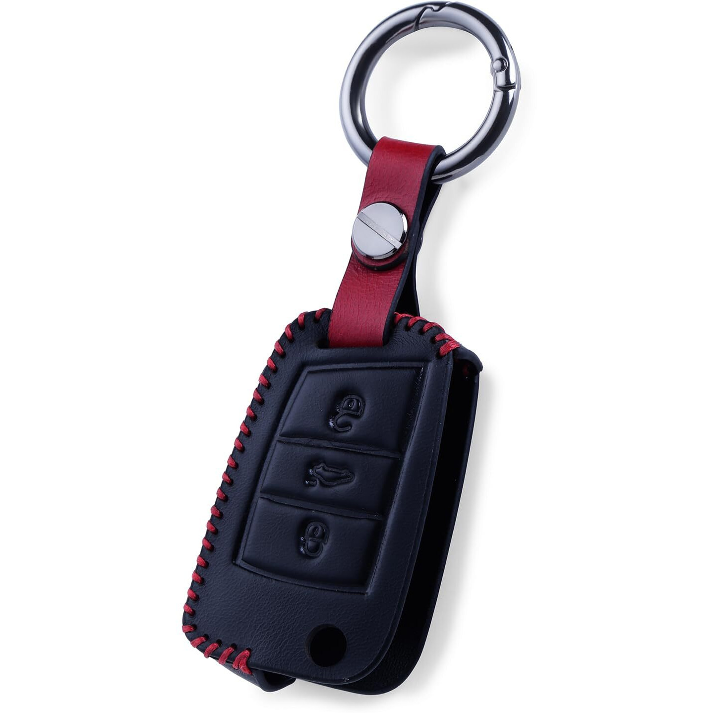 Jvcv Soft Handmade Leather Key Cover Compatible With Skoda Kylaq Slavia Kushaq Taigun Tiguan Virtus Octavia Kodiaq Superb Folding Key (Black)