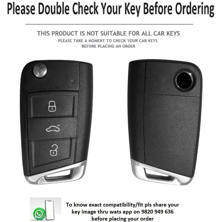 Jvcv Soft Handmade Leather Key Cover Compatible With Skoda Kylaq Slavia Kushaq Taigun Tiguan Virtus Octavia Kodiaq Superb Folding Key (Brown)