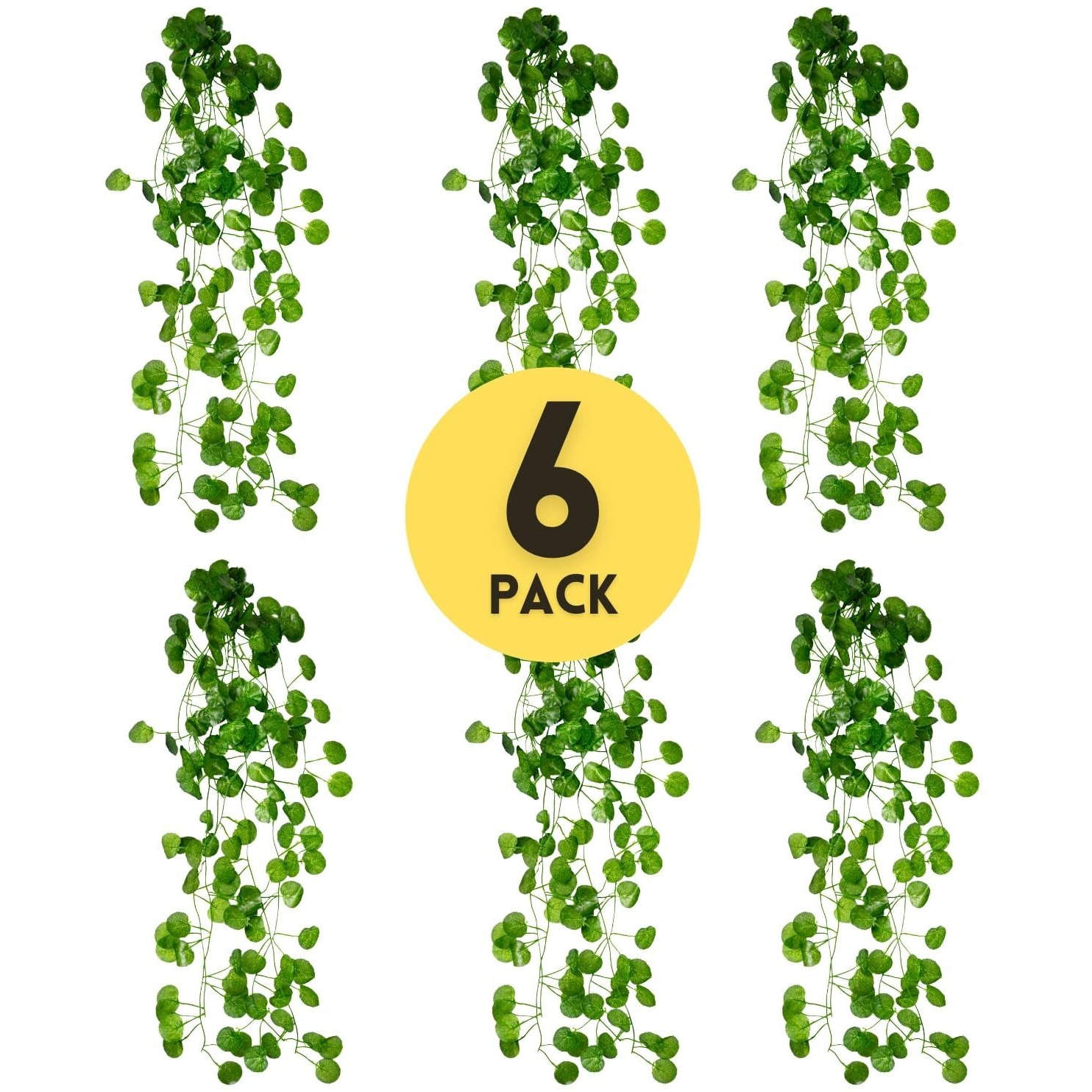 Decorebugs Artificial Plants Leaves Hanging Ivy Garlands Plant Greenery Vine Creeper Home Decor Door Wall Balcony Decoration Party Festival Craft (Pack Of 6)