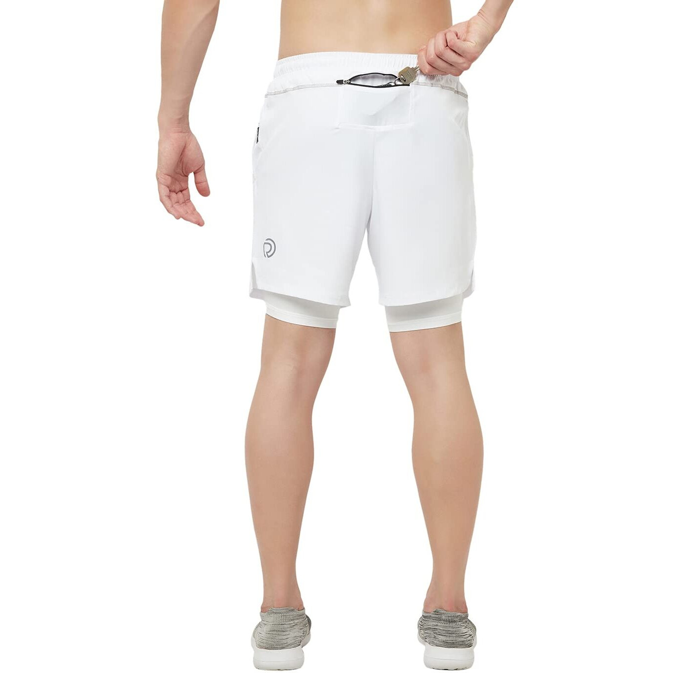 Truerevo 2 In 1 Running Sports Shorts For Men With Mobile Phone Pocket Light Weight Quick Dry Fabric For Gym Athletic(161115Wht_L_White_L)