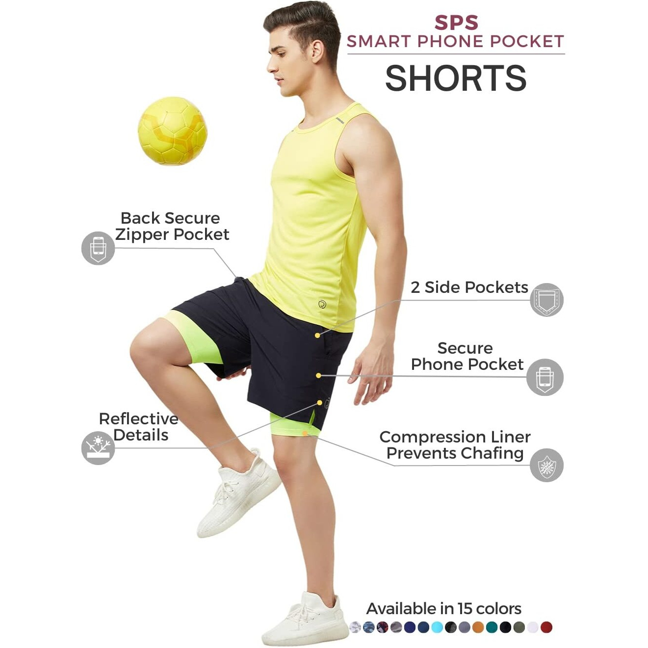 Truerevo 2 In 1 Running Sports Shorts For Men With Mobile Phone Pocket Light Weight Quick Dry Fabric For Gym Athletic(161115Drknvy_Xxl_Blue_Xxl)